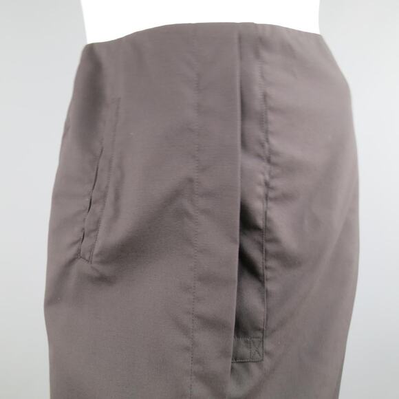 DROZDZIK Size 6 Black Pleated Wool Sheer Fishtail Pencil Skirt - Picture 2 of 8